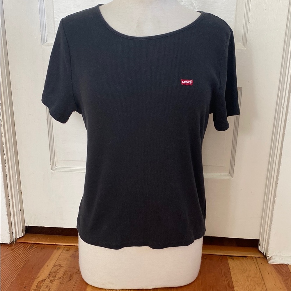 Levi's Black Fitted Short‎ Sleeve Ribbed T-Shirt XL